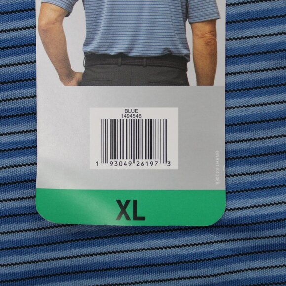 Greg Norman ML75 Polo Shirt NWT Mens XL Blue Striped Play Dry S/S Polyester - Picture 7 of 12